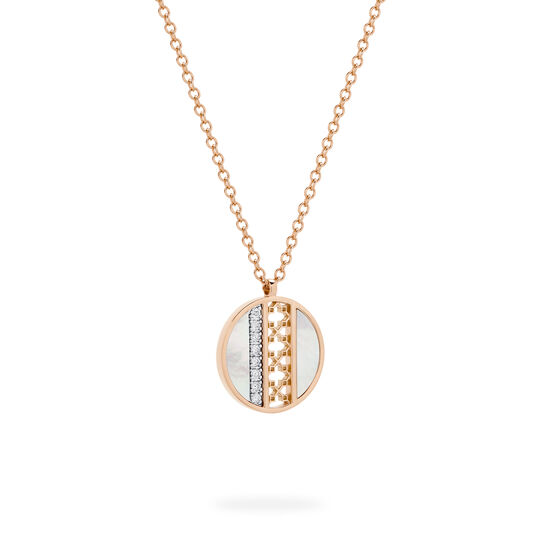 Birks Dare to Dream pendant featuring a luminous mother-of-pearl circle accented with diamonds image number 3